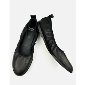 Eileen Fisher Black Leather Ballet Flats